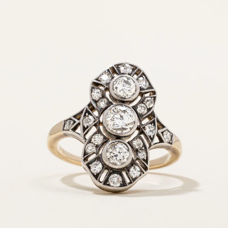 stackable diamond rings -Art Deco Diamond Cocktail Ring | 1.10ctw | SZ 7 |