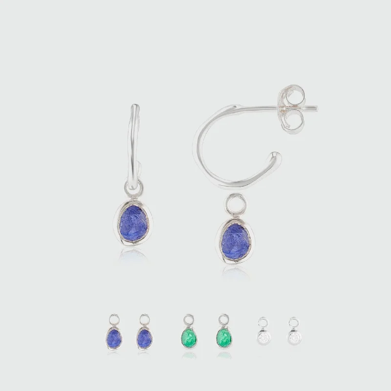 sparkly earrings for women -Hampton Silver Interchangeable Gemstone Earrings