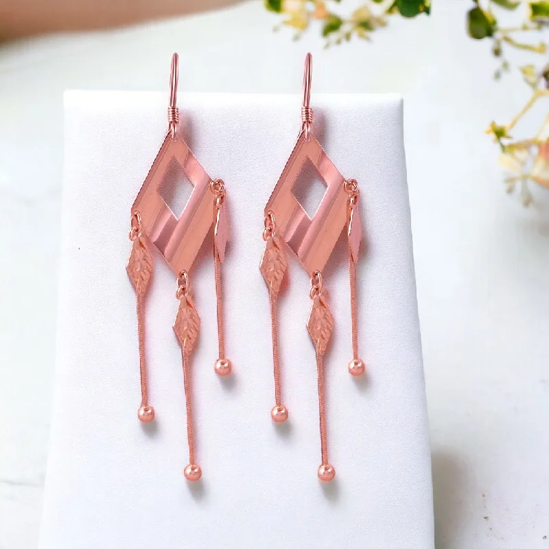 stylish chandelier earrings -Rose gold Diamond Cut Drop Earring