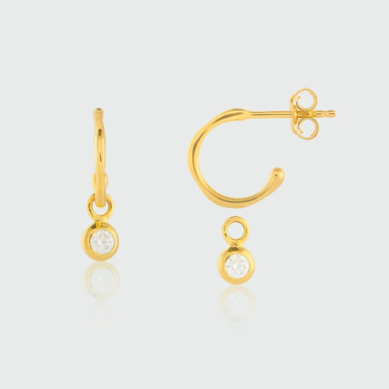 trendy gold earrings -Hampton Moissanite & Gold Vermeil Interchangeable Gemstone Earrings