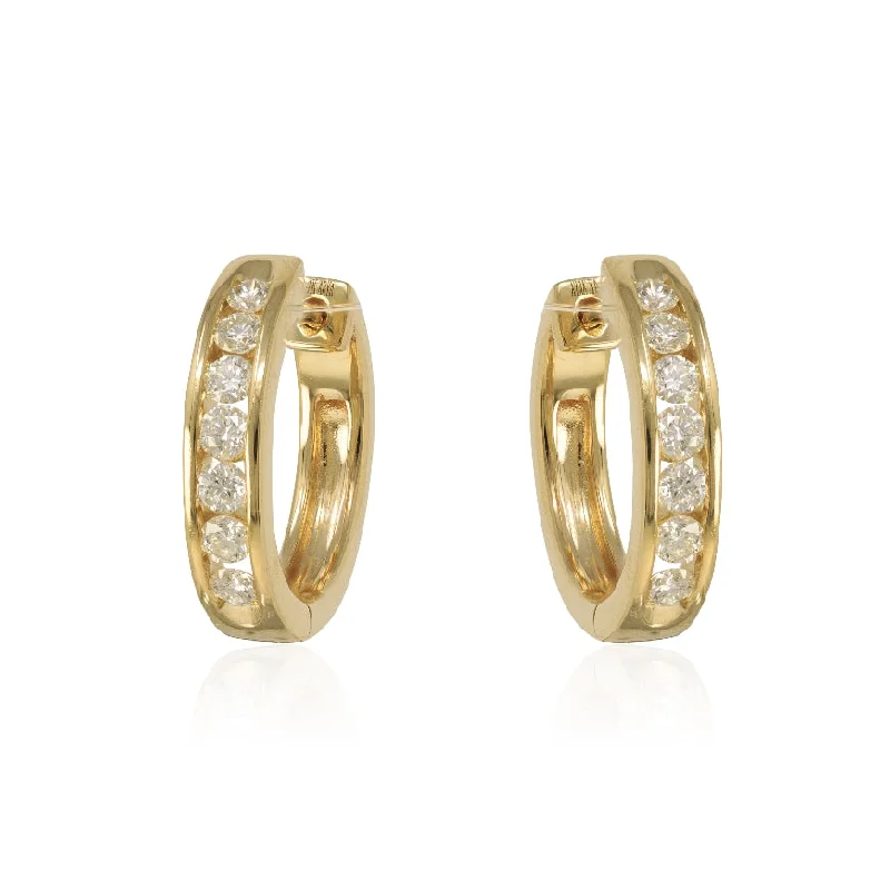 chic gold drop earrings -Channel Set Diamond Huggies