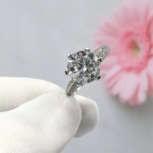 trendy engagement rings -3 Carat 9mm Round Cut D Color Diamond Engagement Ring