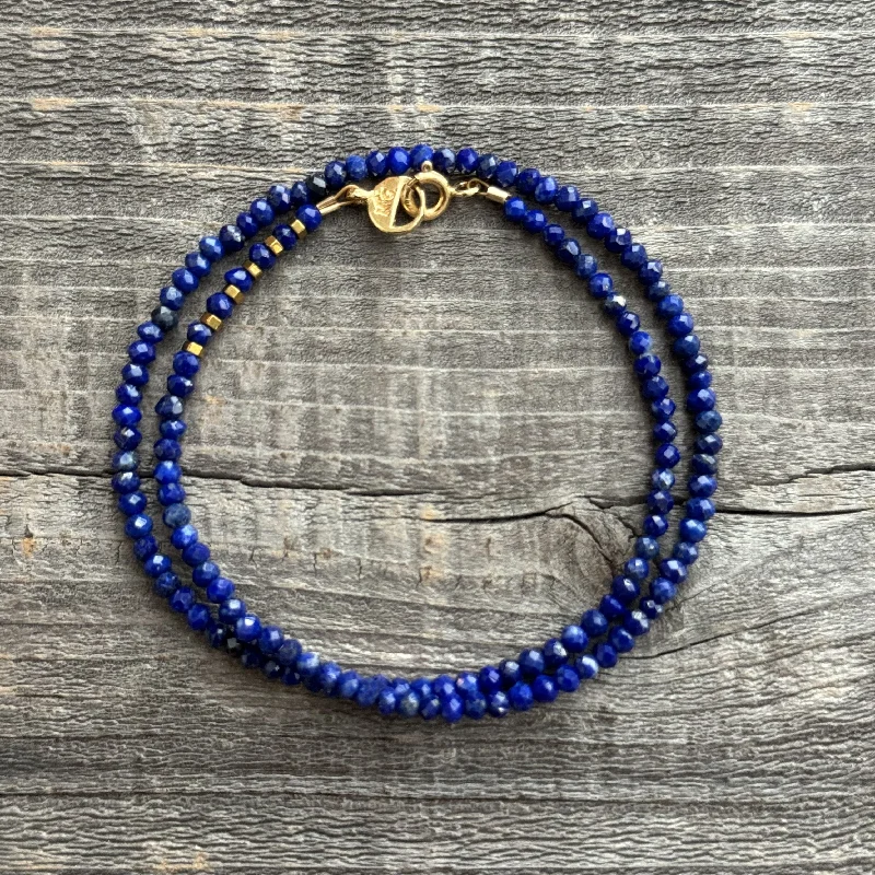 bangle bracelets for women -"Miners Delight"  Blue Lapis and Hematite Wrap Bracelet