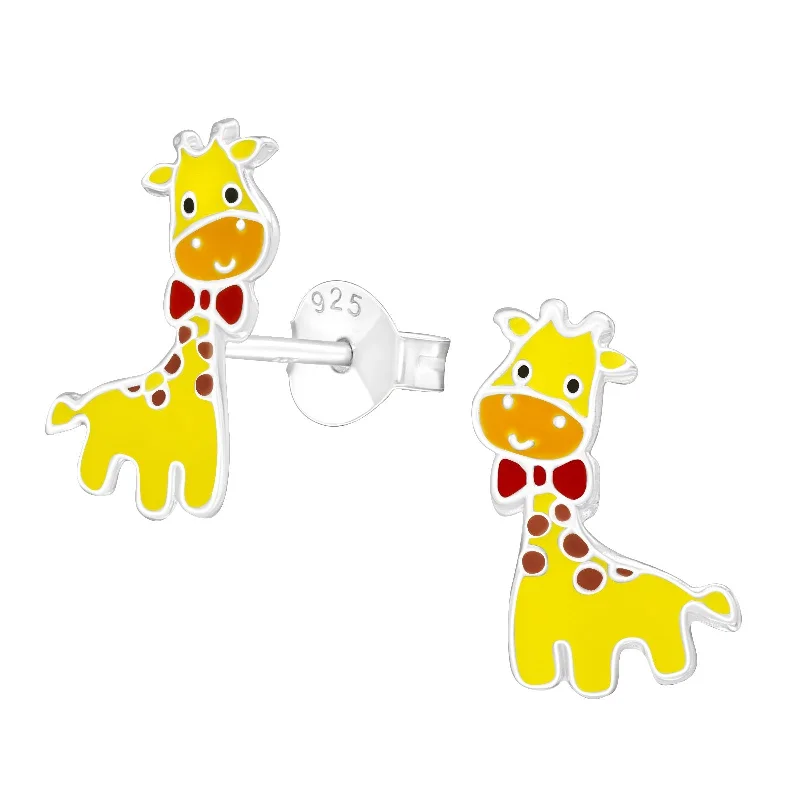 stunning gemstone earrings -Children's Sterling Silver Giraffe Stud Earrings