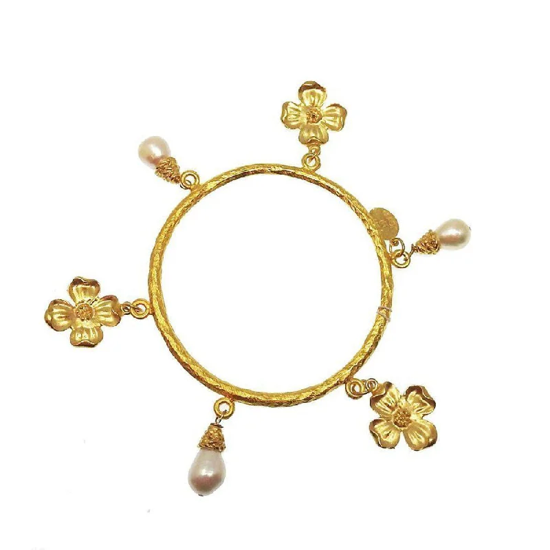 multi-layered bangles for women -Flower and Pearl Bangle