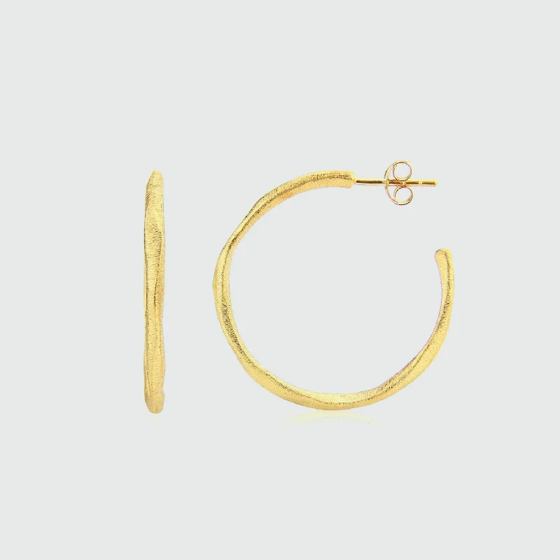 crystal drop earrings -Olivera Medium Gold Vermeil Hoop Earrings