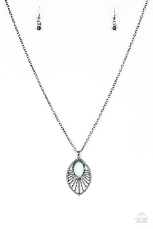 engraved name necklaces for women -Court Couture Green Necklace