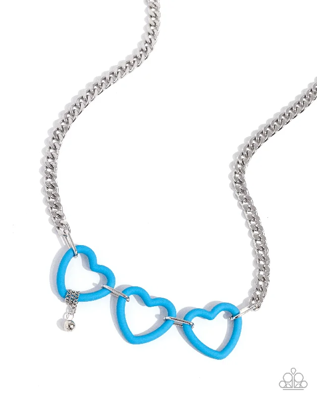 long strand necklaces -Heart Homage - Blue