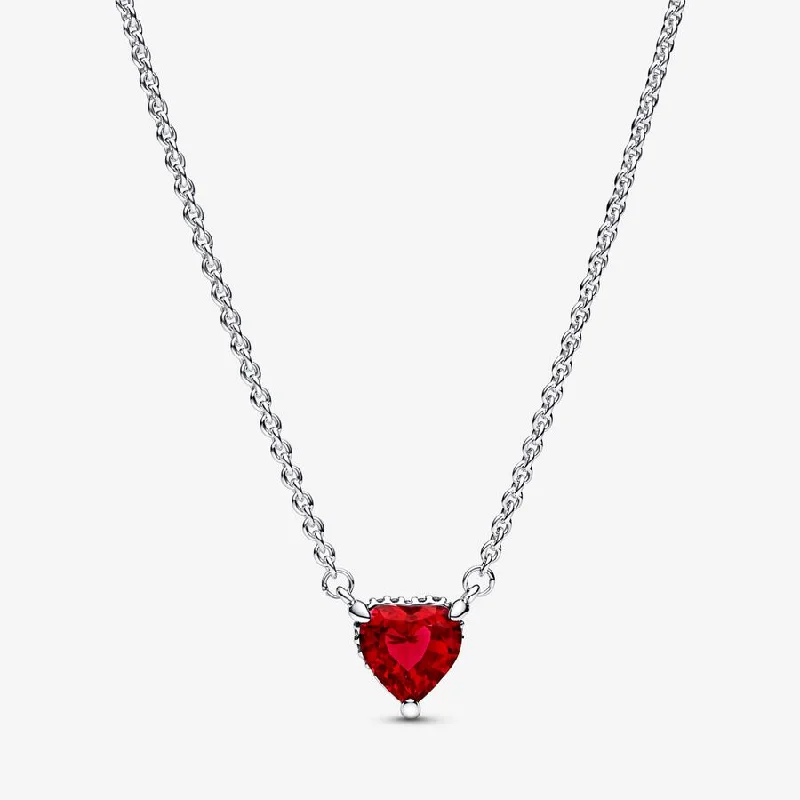 gemstone necklaces for women -Sparkling Heart Halo Pendant Collier Necklace