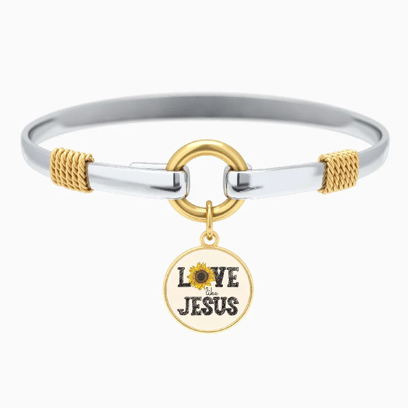 stackable bangles for women -Love Like Jesus - Sunflower - Two-Tone Bracelet