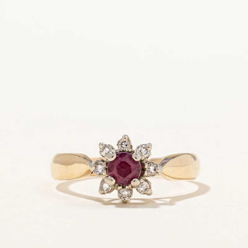 luxury platinum rings -Ruby & Diamond Ring | 0.35ct, 0.08ctw | SZ 5.25 |