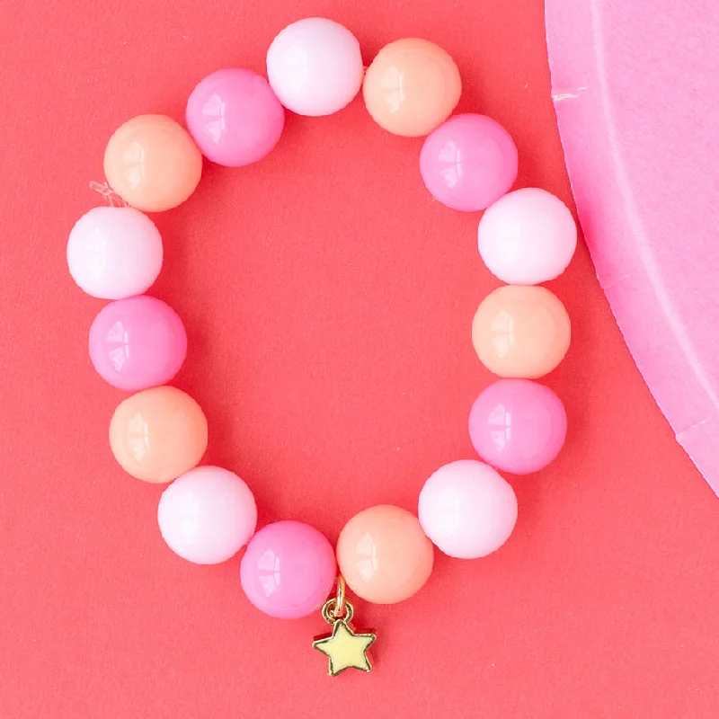 custom charm bangles for women -Stretch Bead Bracelet Star Charm Children's Jewelry