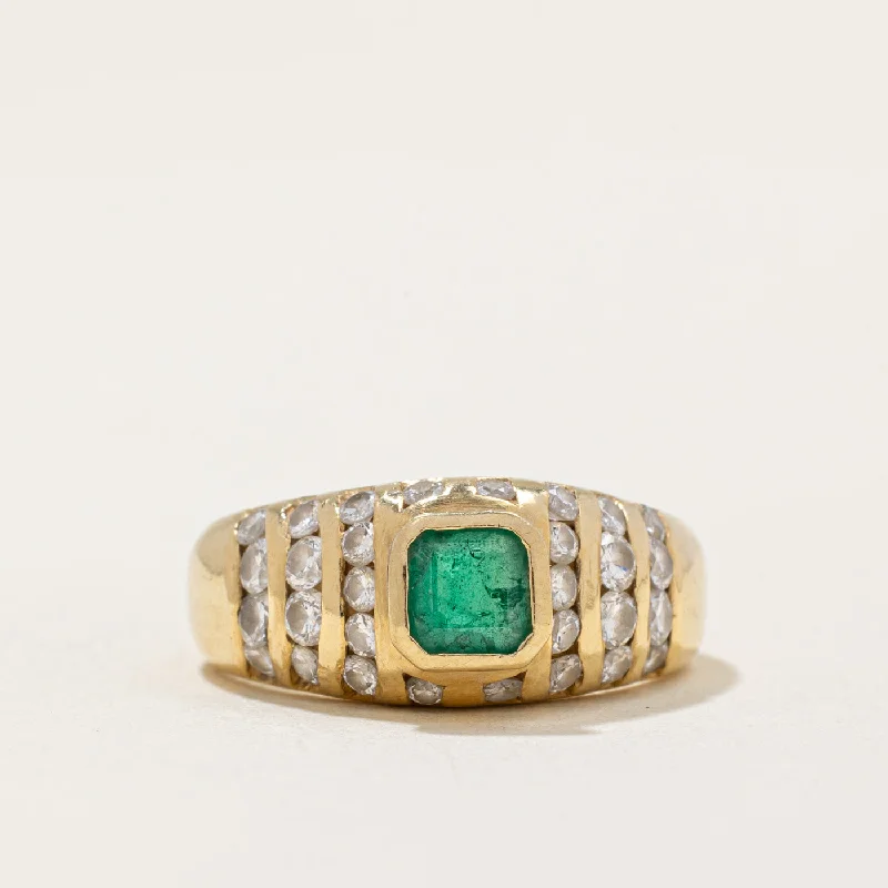 fashionable rings sets -Diamond & Emerald Ring | 0.67ctw, 0.28ct | SZ 4.25 |