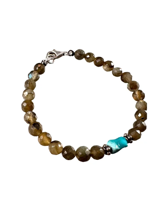 unique charm bracelets for women -Labradorite & Turquoise Bead Bracelet