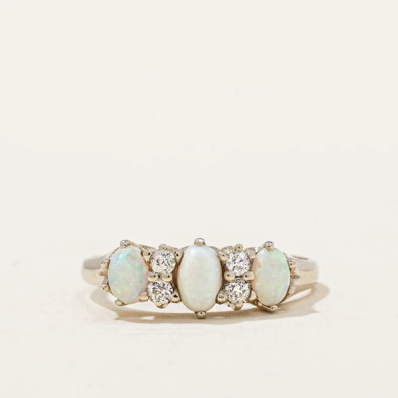 affordable gemstone rings -Birks' Opal & Diamond Ring | 0.45ctw, 0.08ctw | SZ 5.5 |