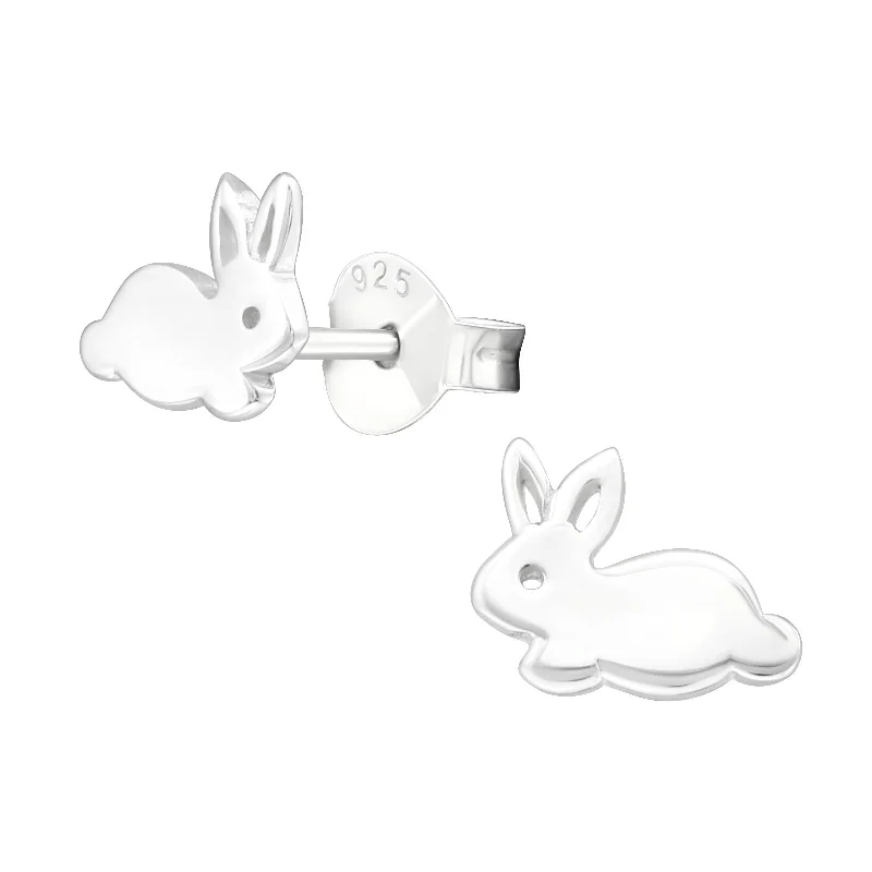 unique ear cuffs -Children's Sterling Silver Bunny Stud Earrings