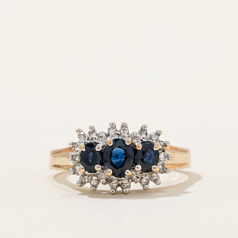 adjustable gemstone rings -Sapphire & Diamond Ring | 0.75ctw, 0.12ctw | SZ 7.25 |