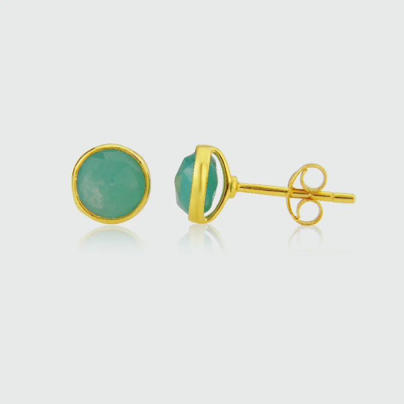 timeless pearl earrings -Savanne Gold Vermeil & Amazonite Stud Earrings