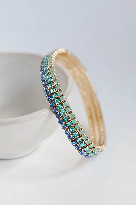 women’s bangles with gemstones -FINAL SALE - Melanie Blue Rhinestone Bracelet