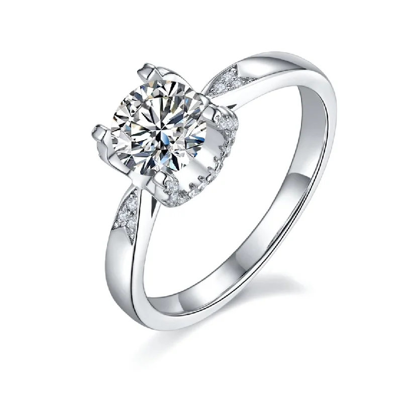 romantic engagement rings -1.0 ct Diamond Ring within Elegant Prongs