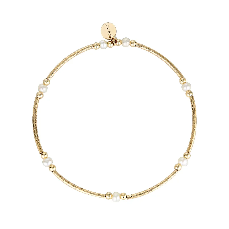 elegant gold bangles for women -Bridal Antigua Bracelet ~ Gold & Pearls