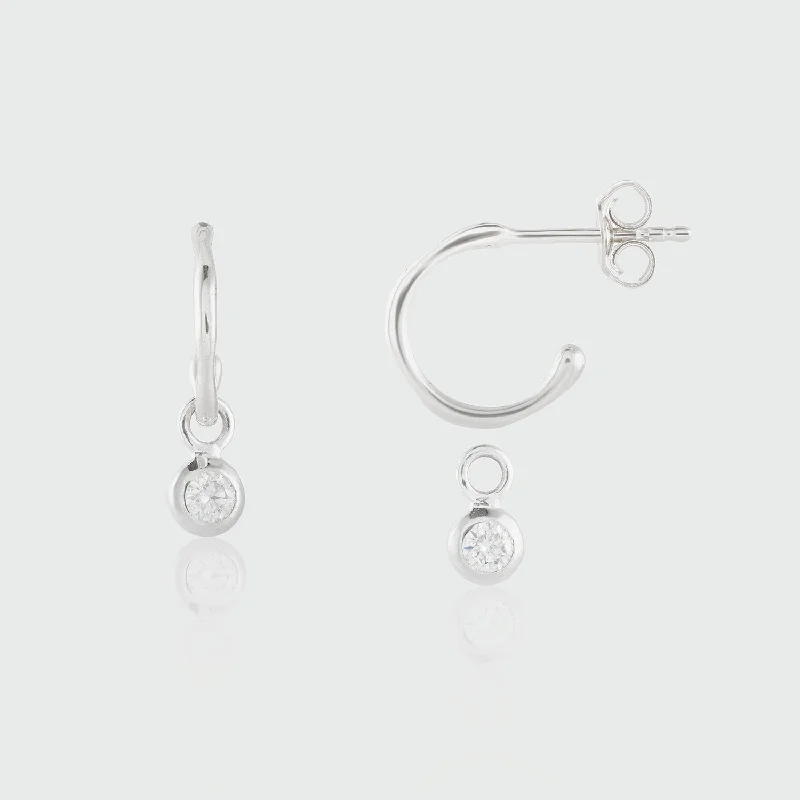 gold earrings for women -Hampton Moissanite & Silver Interchangeable Gemstone Earrings