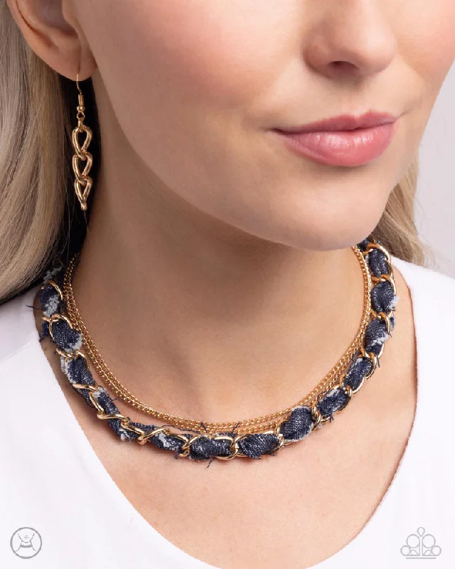 layered necklaces for women -Denim Danger - Gold Choker