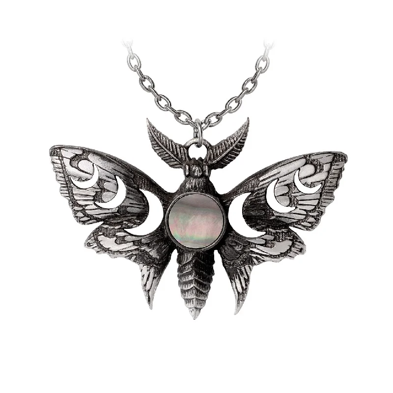 cute charm necklaces for women -Lunar Moth Neckwear Necklace