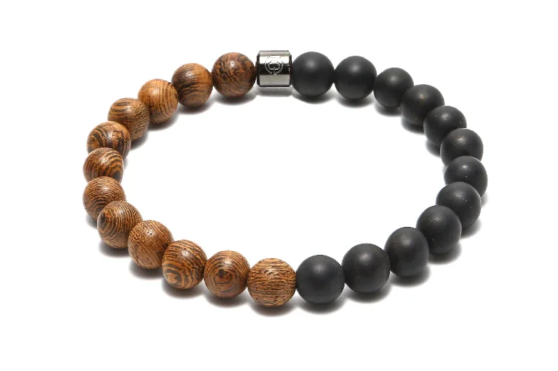 unique bangles for women -Oak & Onyx Bead Bracelet