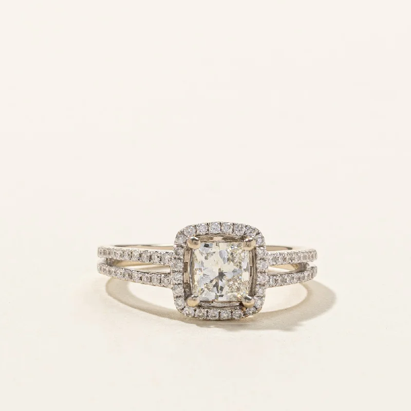 classic wedding bands -Halo Diamond Engagement Ring | 1.34ctw SI1 I/J | SZ 8 |