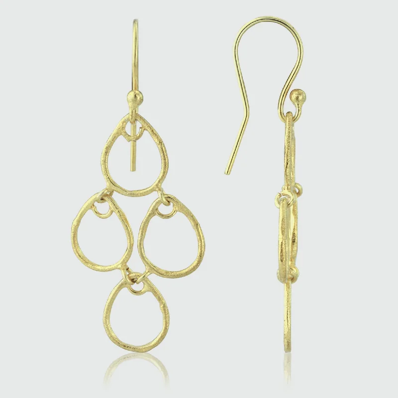 custom earrings for her -Palermo Brushed Yellow Gold Art Deco Earrings