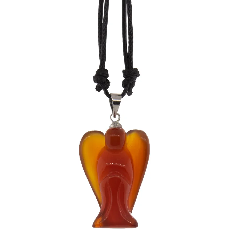 stylish gemstone necklaces -Gemstone Angel Necklace - Carnelian