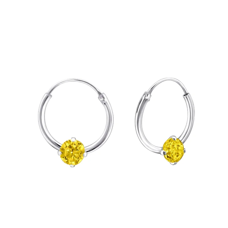 stylish earrings for women -Children's Sterling Silver 'November Birthstone' Hoop Earrings