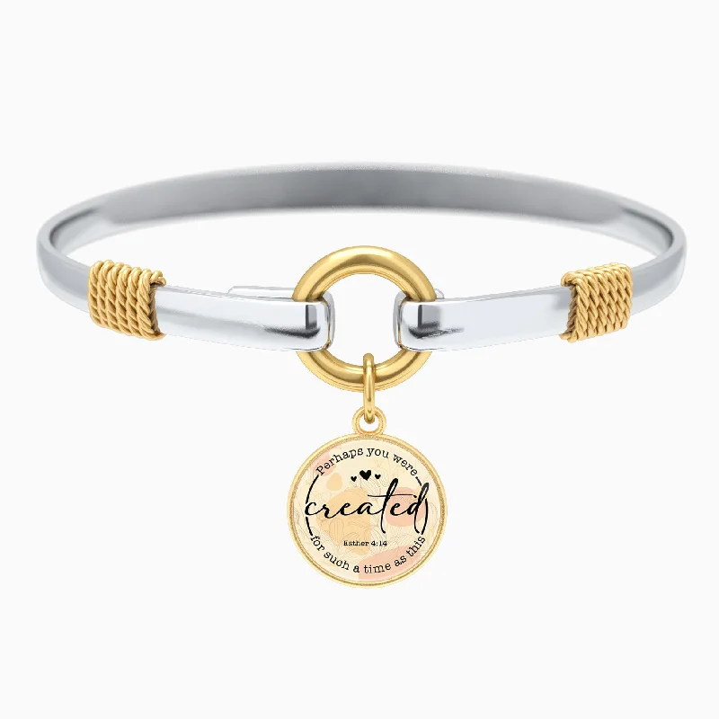 luxury bangle sets for women -Perhaps You Were Created For Such A Time As This | Esther 4:14 - Two-Tone Bracelet