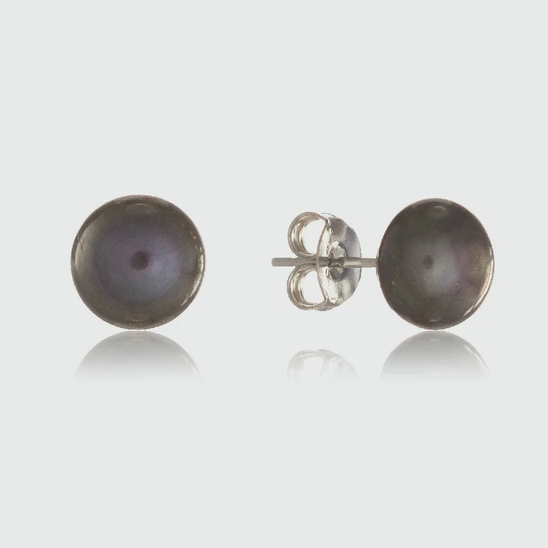 fashion diamond earrings -Molina Black Freshwater Pearl Stud Earrings