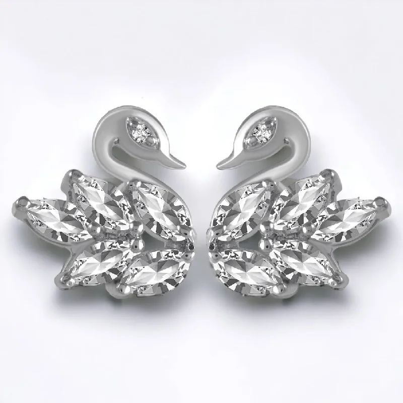 ear cuff earrings for women -Swan Stud Earrings With 925 Purity For Women & Girls