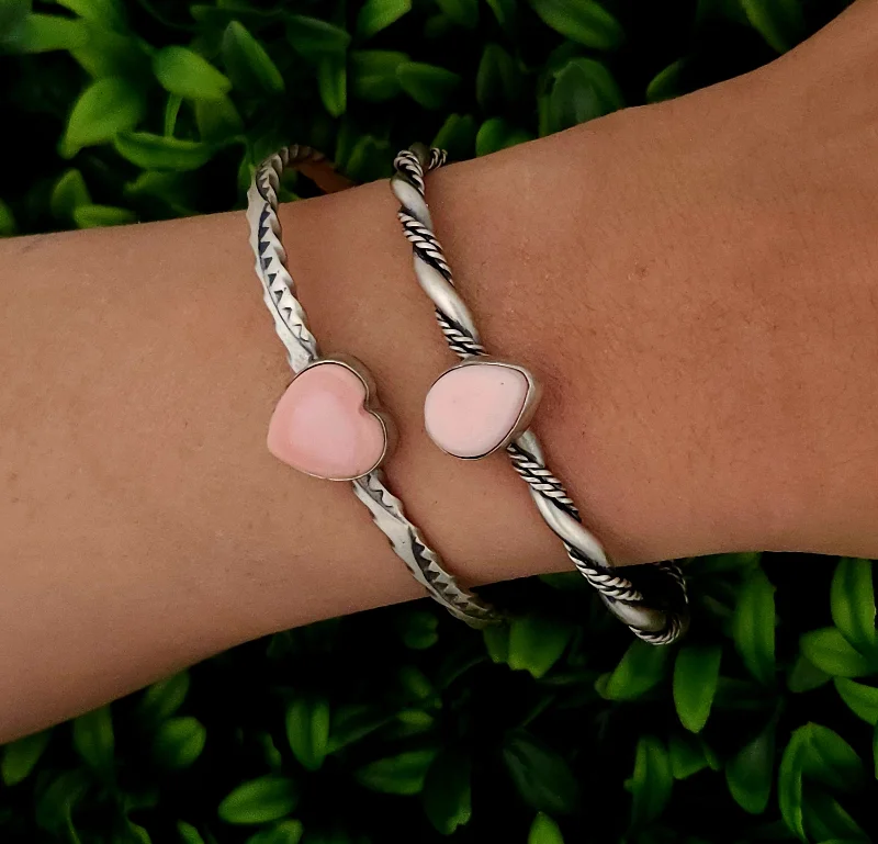 casual bracelets for women -Sterling Silver Pink Conch Shell Bracelets