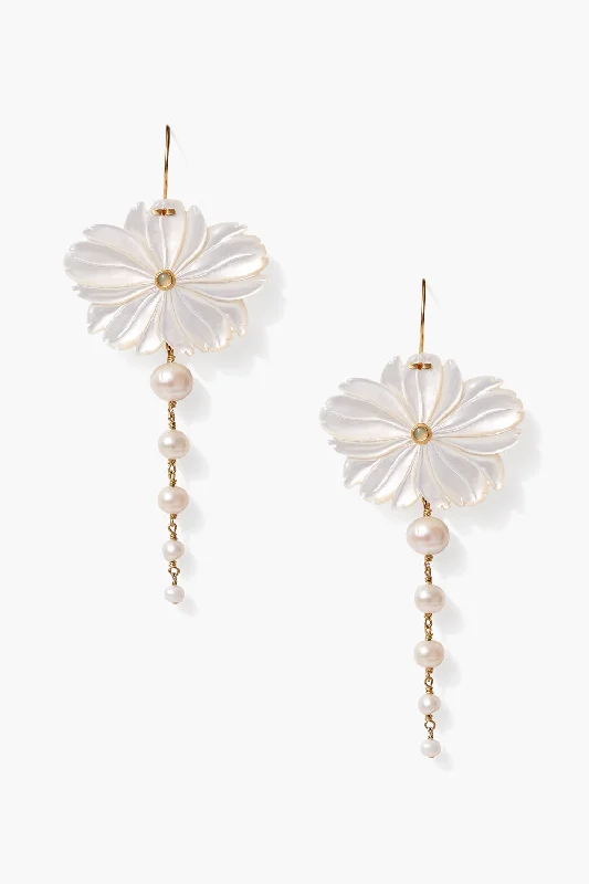 luxury earrings for women -Magnolia Drop Earrings White