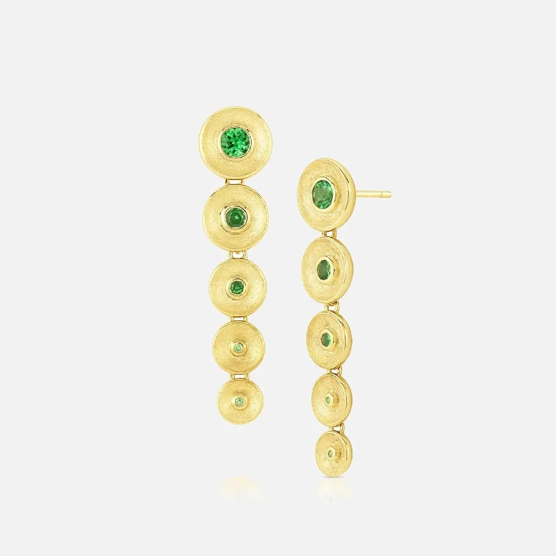 luxurious emerald earrings -Long Drop Bezel Earrings