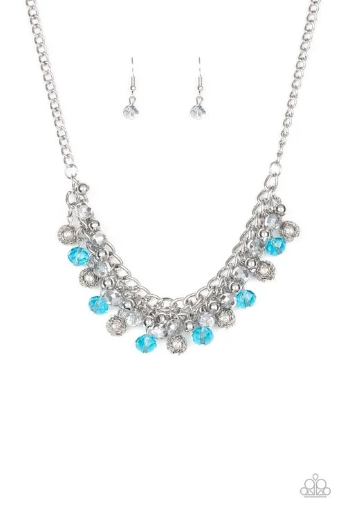 gorgeous silver necklaces for women -Party Spree Blue Necklace