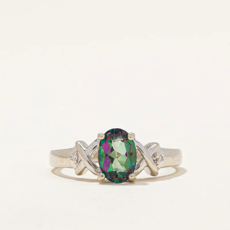 women’s gold wedding rings -Mystic Topaz & Diamond Ring | 0.80ct, 0.01ctw | SZ 4.5 |