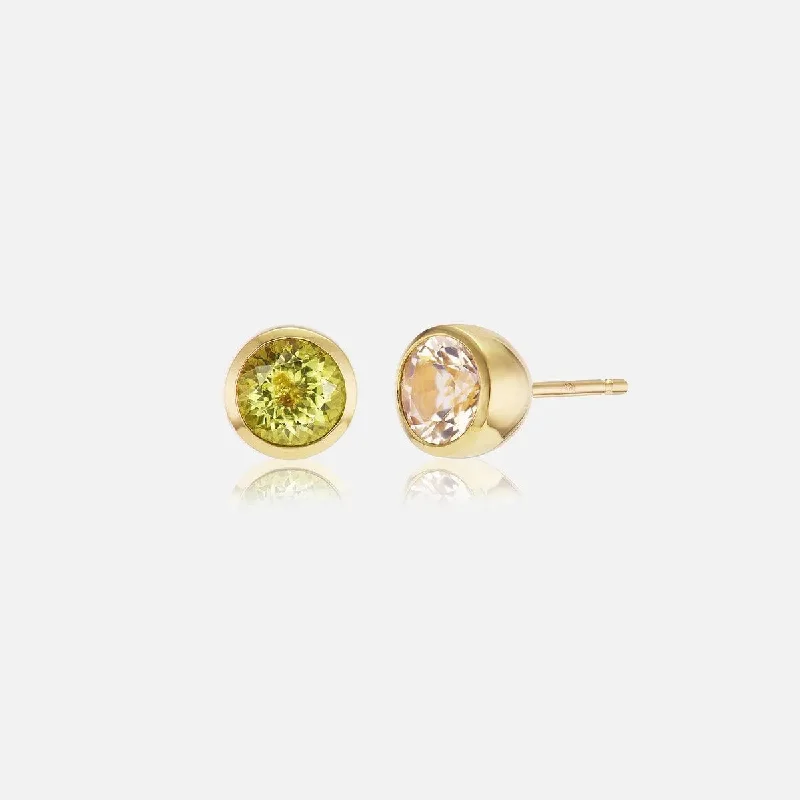 elegant stud earrings -Mixmatched Tourmaline Studs