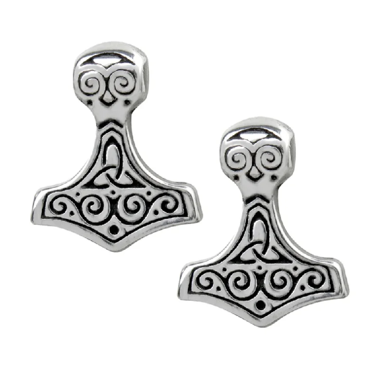 heart-shaped earrings -Thor Hammer Earstuds Mjolnir Viking Earrings by Alchemy Gothic