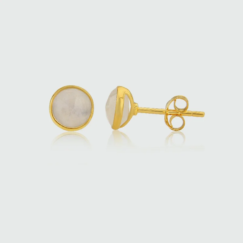 elegant earrings for women -Savanne Gold Vermeil & Moonstone Stud Earrings