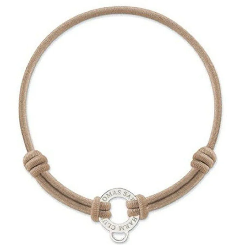 women’s bracelet with charms -Charm Bracelet Gummi Beige