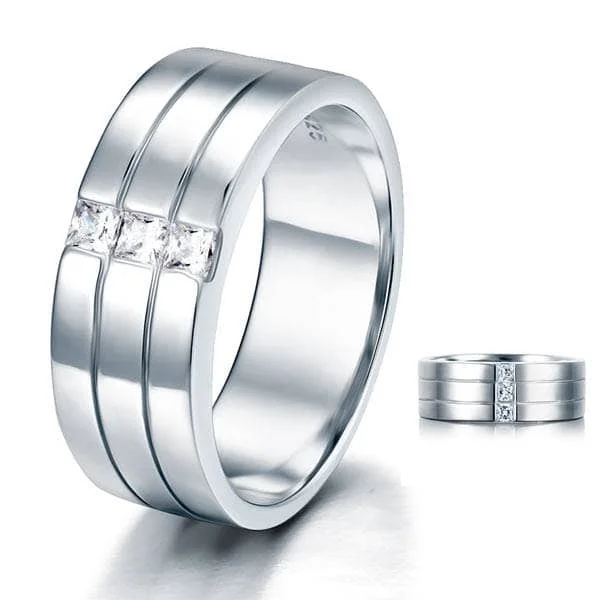 affordable engagement rings -Created Diamond Men's Wedding Band Ring