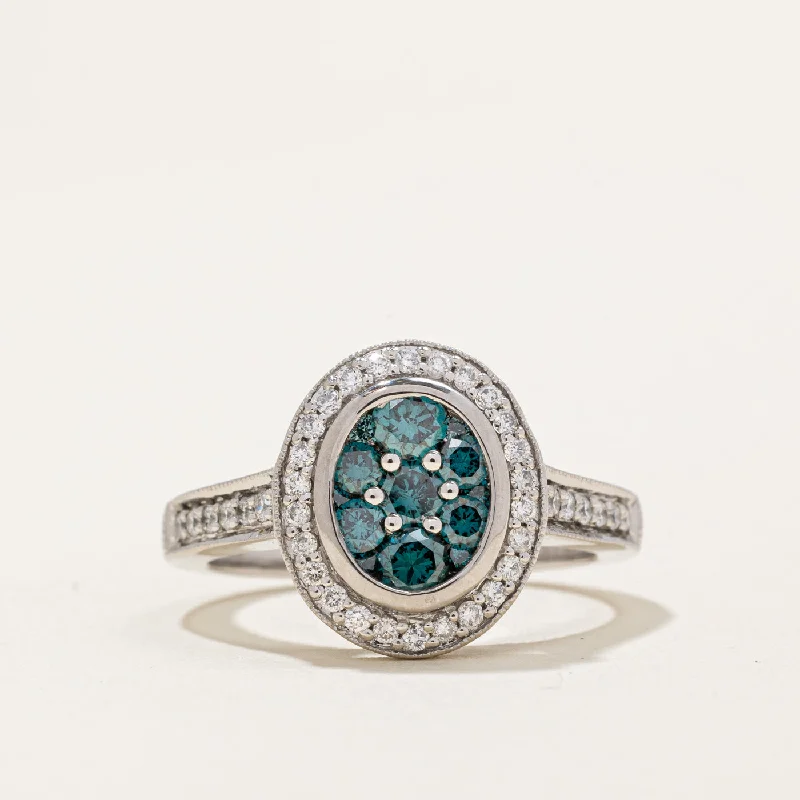 classic gemstone rings -Blue & White Diamond Ring | 0.70ctw, 0.30ctw | SZ 7 |