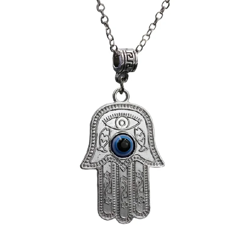 luxurious jade necklaces -Hamsa Hand Evil Eye Necklace