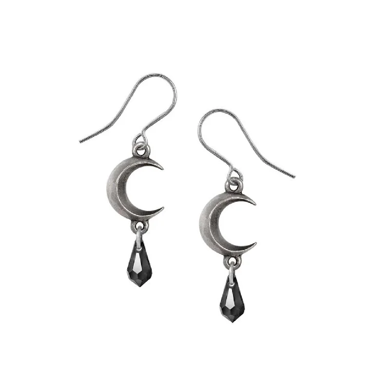 boho earrings for women -Tears of the Moon Earrings in Black Crystal by Alchemy Gothic