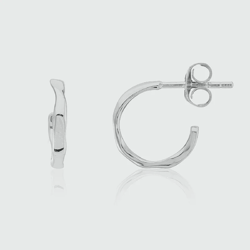 silver earrings for women -Ronda Mini Piccolo Polished Sterling Silver Hoop Earrings